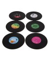 Komonee Vinyl Record Coasters Set - Pack of 6 Retro Novelty Drink Mats 