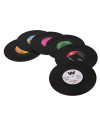 Komonee Vinyl Record Coasters Set - Pack of 6 Retro Novelty Drink Mats 